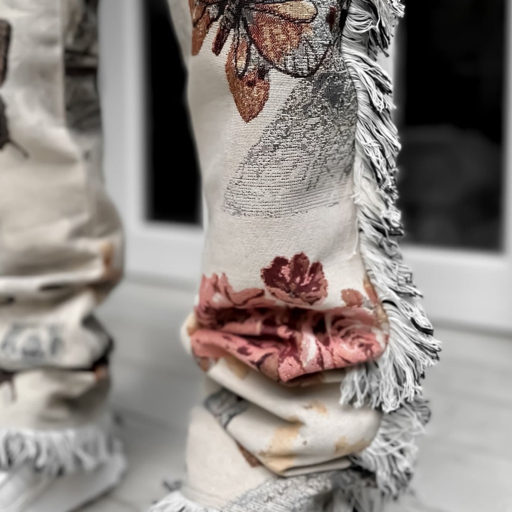 Artistic Patchwork Fringe Pants - image 8